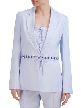 BCBG Light Blue Lace-Up Tailored Blazer